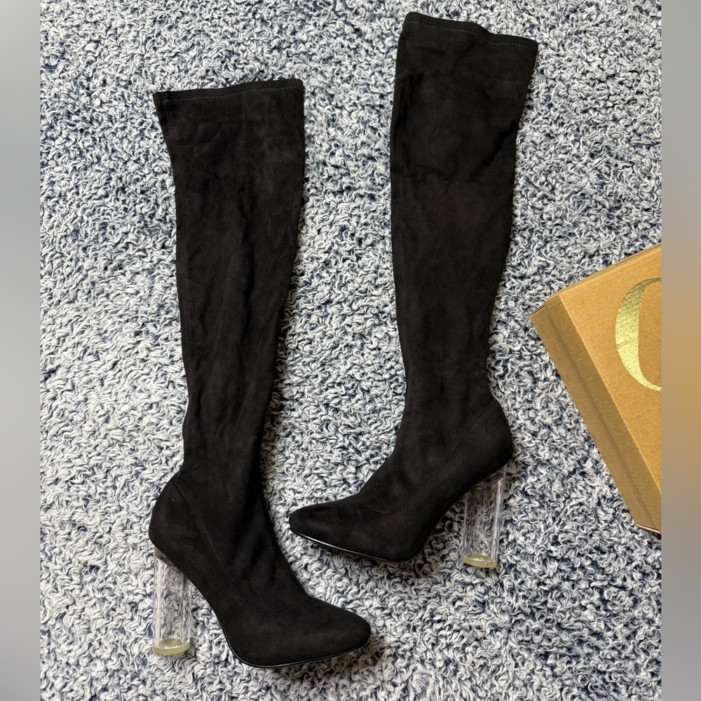 Charlotte Russe Layla Over the Knee Black Suede Boots